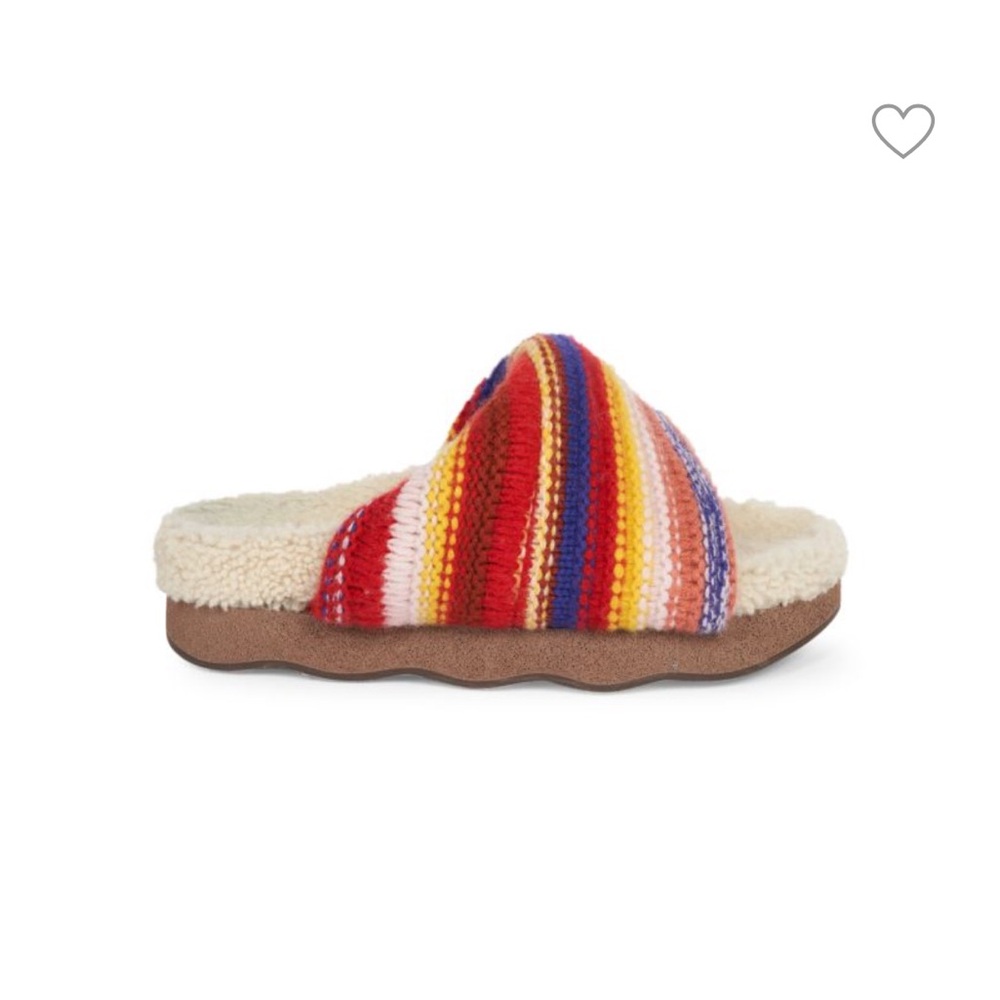 CHLOÉ
Women's Wavy Knit Shearling-Trim Slides
